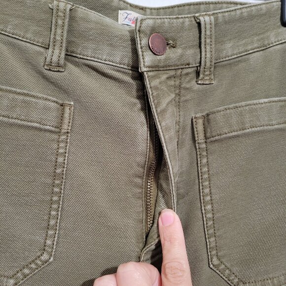 Faherty Terry Wide Leg Pants Military Olive Size 30 - Picture 7 of 11